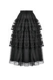 Polka Dot Tiered Lace Skirt with Ruched Mesh and Irregular Net Trim KW402