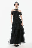 Polka Dot Tiered Lace Skirt with Ruched Mesh and Irregular Net Trim KW402