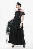 Polka Dot Tiered Lace Skirt with Ruched Mesh and Irregular Net Trim KW402