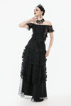 Polka Dot Tiered Lace Skirt with Ruched Mesh and Irregular Net Trim KW402