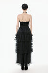 Polka Dot Tiered Lace Skirt with Ruched Mesh and Irregular Net Trim KW402