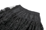 Polka Dot Tiered Lace Skirt with Ruched Mesh and Irregular Net Trim KW402