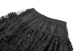 Polka Dot Tiered Lace Skirt with Ruched Mesh and Irregular Net Trim KW402