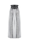 Rebel Leather and Mesh Maxi Skirt with Lace-Up Waist and Eyelet Detail KW403