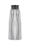 Rebel Leather and Mesh Maxi Skirt with Lace-Up Waist and Eyelet Detail KW403