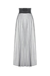 Rebel Leather and Mesh Maxi Skirt with Lace-Up Waist and Eyelet Detail KW403