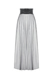 Rebel Leather and Mesh Maxi Skirt with Lace-Up Waist and Eyelet Detail KW403