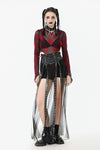 Rebel Leather and Mesh Maxi Skirt with Lace-Up Waist and Eyelet Detail KW403
