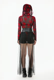 Rebel Leather and Mesh Maxi Skirt with Lace-Up Waist and Eyelet Detail KW403