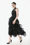 Chic Layered Fluffy Chiffon & Lace Skirt with Adjustable Waist KW404