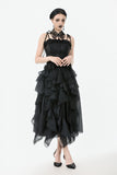 Chic Layered Fluffy Chiffon & Lace Skirt with Adjustable Waist KW404
