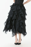 Chic Layered Fluffy Chiffon & Lace Skirt with Adjustable Waist KW404