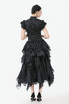 Chic Layered Fluffy Chiffon & Lace Skirt with Adjustable Waist KW404