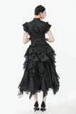 Chic Layered Fluffy Chiffon & Lace Skirt with Adjustable Waist KW404