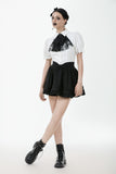 Chic Mini Skirt with Bow Waist and Pleated Hem KW405