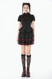 Black Crimson Gothic Tiered Skirt KW412 - Gothlolibeauty