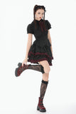 Black Crimson Gothic Tiered Skirt KW412 - Gothlolibeauty