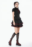 Black Crimson Gothic Tiered Skirt KW412 - Gothlolibeauty