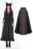 Gothic Crimson-Shadow Lace Court Maxi Skirt KW429RD - Gothlolibeauty