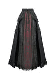 Gothic Crimson-Shadow Lace Court Maxi Skirt KW429RD - Gothlolibeauty