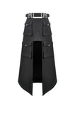 Punk Layered Pocket Cutout Belted Long Skirt KW430 - Gothlolibeauty