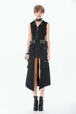 Punk Layered Pocket Cutout Belted Long Skirt KW430 - Gothlolibeauty