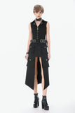 Punk Layered Pocket Cutout Belted Long Skirt KW430 - Gothlolibeauty