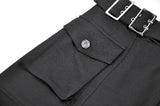 Punk Layered Pocket Cutout Belted Long Skirt KW430 - Gothlolibeauty