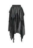 Gothic Ruffled High-Low Skirt with Jacquard Texture and Irregular Tiered Lace Mesh  KW451