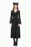 Gothic High-Waist Maxi Skirt with Hollow Embroidery and Metallic Fasteners KW452