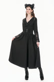 Gothic High-Waist Maxi Skirt with Hollow Embroidery and Metallic Fasteners KW452