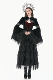 Gothic Velvet Skirt with  Tiered Lace Mesh and Ruffled Cake Silhouette KW453