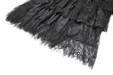 Gothic Velvet Skirt with  Tiered Lace Mesh and Ruffled Cake Silhouette KW453