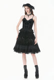 Dark Lolita Skirt in Matte Velvet with Lace Trims KW454