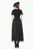 Gothic Sheer Floral Lace Maxi Skirt with 3D Roses, Beaded Tassels and Layered Chiffon Hem KW455