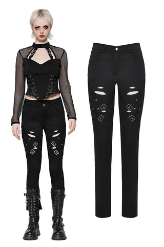 Punk versatile distressed long pants PW133