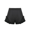 Night Ban - Dark Punk Cross Zipper Metal Buckle Lace Patchwork High-Waisted Shorts PW144