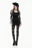 Velvet Night - Gothic Retro Palace Embroidery Sheer Lace Patchwork Slim Leggings PW155