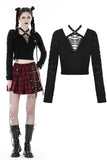 Punk torn lace up T-shirt TW491