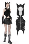 Punk bone zipper cat ear hooded hole crop top TW515