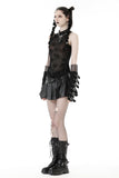 Punk spider mesh sleeveless top TW523