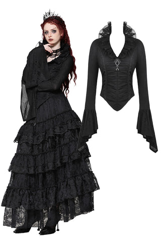 Black gothic queen jacquard top TW531