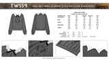 Gray bat print academy style pullover sweatshirt TW559