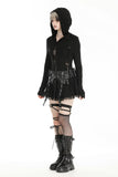 Gothic assassin fitted hooded black hollow-out top. TW572