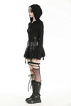 Gothic assassin fitted hooded black hollow-out top. TW572