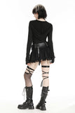 Gothic assassin fitted hooded black hollow-out top. TW572