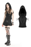 Punk decadent black hooded  top TW585