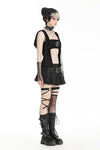 Black playful hooded Harajuku-style tank top. TW590