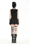 Black playful hooded Harajuku-style tank top. TW590