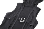 Black playful hooded Harajuku-style tank top. TW590